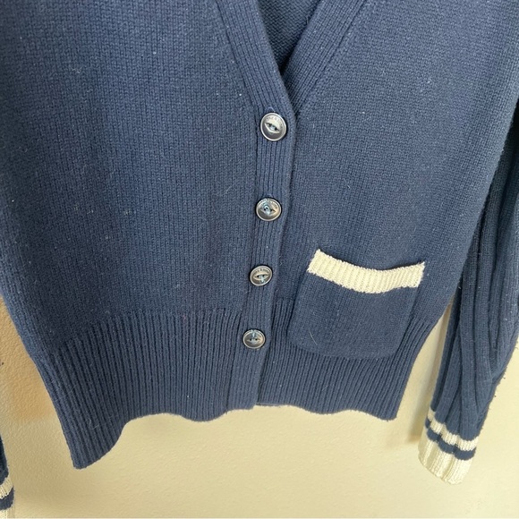 RAG & BONE Navy White Serena Button Front V-Neck Cardigan Sweater Women’s XS - Picture 7 of 16